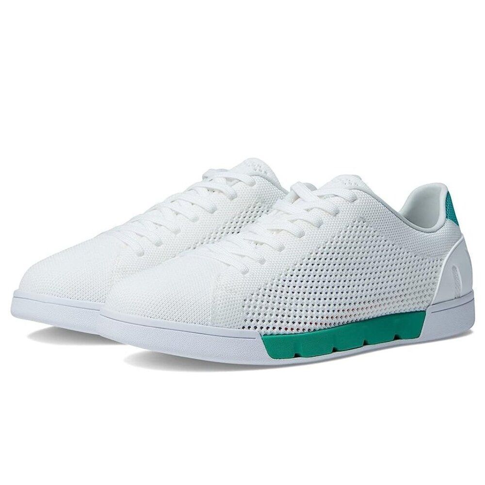 SWIMS Breeze Tennis Knit Sneakers Mens 11.5 White Green Breathable Mesh New - Picture 3 of 10